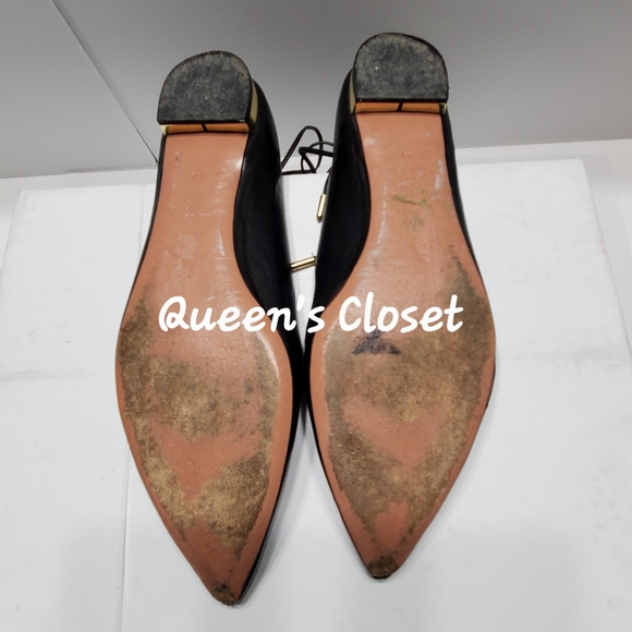 Aquazzura | Black Leather Christy Lace Up Flats - Picture 8 of 9